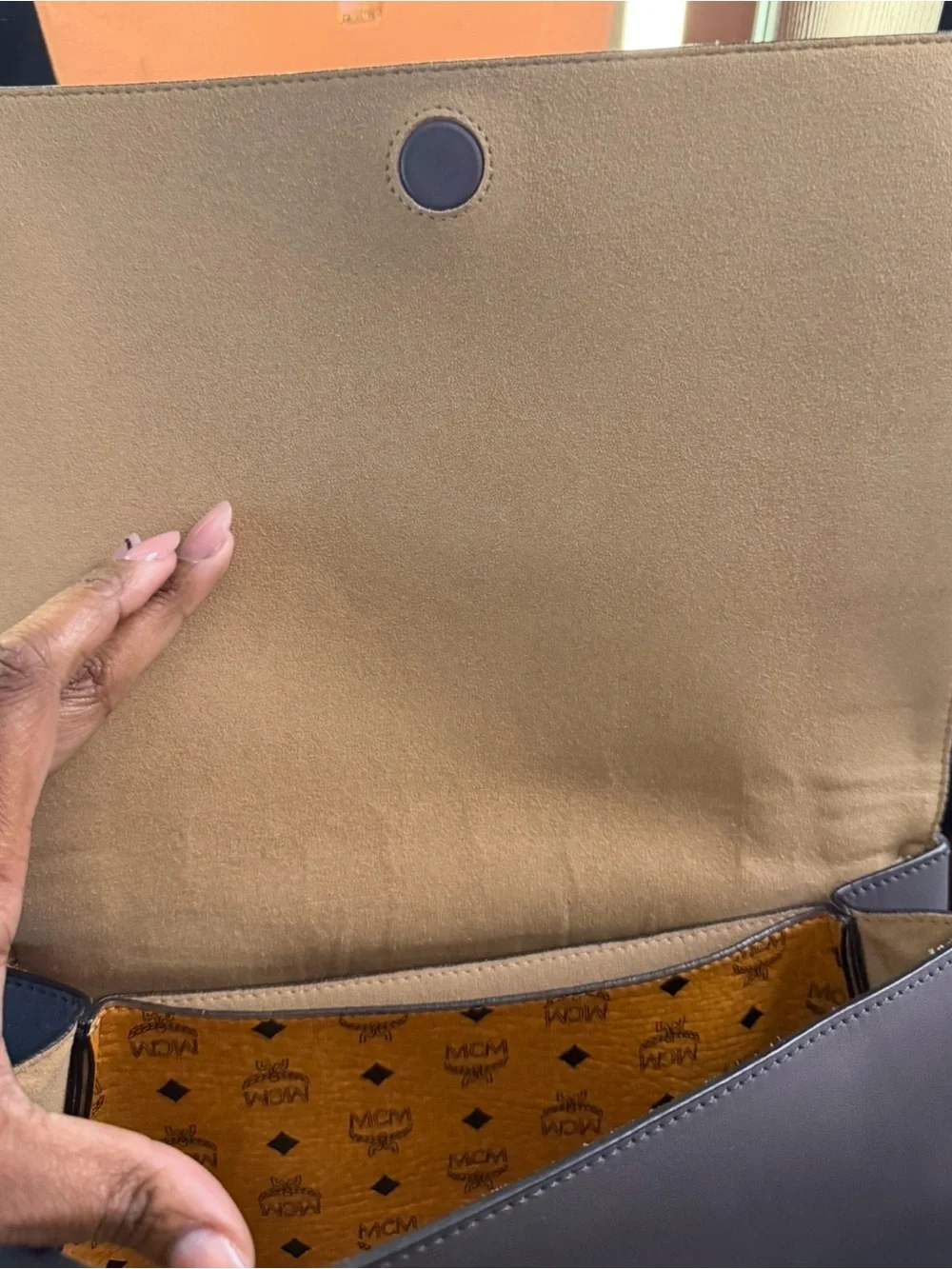 MCM Colorblock Leather Top Handle Crossbody Bag